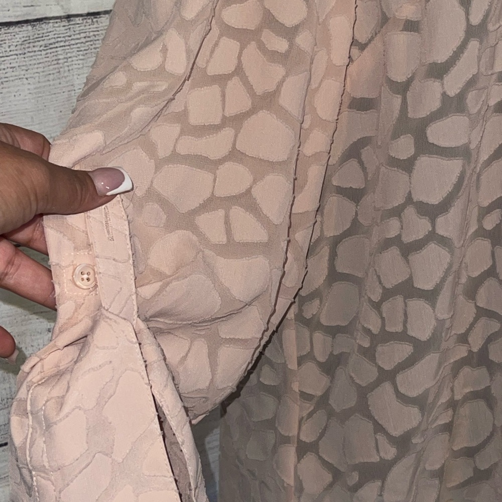 Ann Taylor Beige Patterned Button Down Shirt - image 4